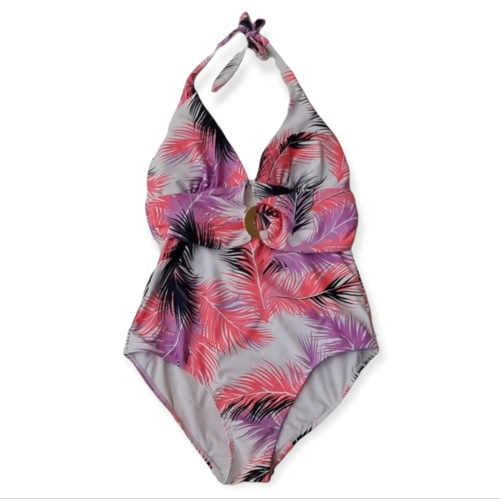 Beach Joy One Piece Padded Halter Swim Suit Size Large